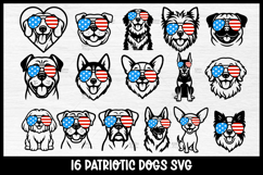 16 Patriotic Dogs with American Flag Sunglasses SVG Product Image 1