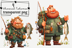 Whimsical Fisherman Clipart Watercolor PNG Product Image 1