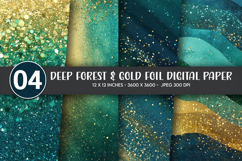 Deep Forest &amp; Gold Foil Digital Paper Product Image 1