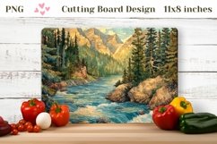 Watercolor Mountains Cutting Board, Forest Cutting Board PNG Product Image 1
