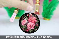 Flowers Keychain Sublimation- Sublimation PNG Design Product Image 1