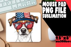 Dog with American Flag Hat Mouse Pad Sublimation Design Product Image 1