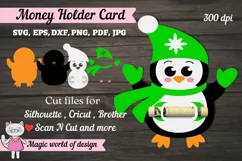 3d Christmas Penguin , Money Holder SVG, paper craft Product Image 1