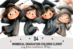 Whimsical Graduation Children Clipart Watercolor png Product Image 1
