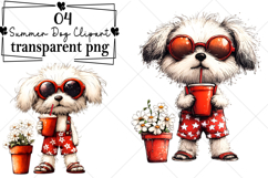 Whimsical Summer Dog Clipart Watercolor PNG Product Image 1