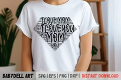 "I love you mom SVG file for Mother's Day digital crafting"