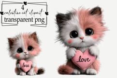 Valentine Cat Love Clipart Watercolor PNG Product Image 1