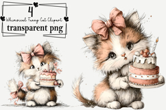 Whimsical Funny Cat Clipart Watercolor PNG Product Image 1