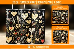 3D Cute Heart Tumbler Wrap Designs, Sublimation Wrap Product Image 1