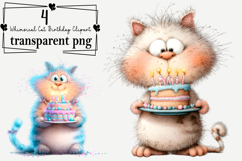 Whimsical Cat Birthday Clipart Watercolor PNG Product Image 1