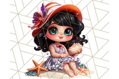 Chibi Summer Girls Clipart PNG, Bright Kawaii Summer Art Product Image 4