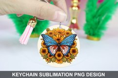 Butterfly And Sunflowers - Keychain Sublimation Design Product Image 1