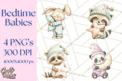 Baby Bedtime Animal Clipart PNG for Nursery Product Image 1