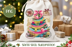 Christmas Tree Santa Sack, Glitter Christmas Sublimation PNG Product Image 1