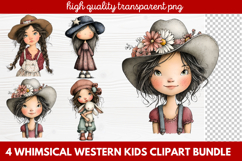 4 Whimsical Western Kids Clipart | Cute Cowboy &amp; Cowgirl PNG Product Image 1