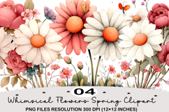 Whimsical Flowers Spring Clipart Spring PNG Product Image 1