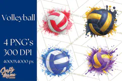 Volleyball Clipart PNG with Team Color Paint Splash Design Product Image 1