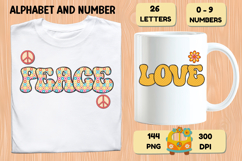 Retro Groovy Alphabert PNG 70s Numbers &amp; Letters 300 DPI Product Image 6