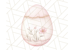 Pastel Pink Easter Bunny Egg and Flowers Clipart PNG Product Image 5