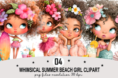 Whimsical Summer Beach Girl Clipart Watercolor PNG Product Image 1