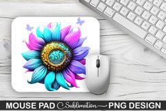 Magical Purple Cyan Sunflower Sublimation Mouse Pad Design Product Image 1
