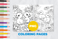 Ducklings in the pond Coloring Pages | Coloring book Product Image 1