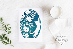 Cat with flowers postcard laser cut / Card cat Laser Cut Product Image 2