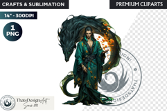 Fantasy Dragon wizard clipart, sorcerer, spellcaster, mage Product Image 1