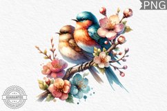Bird Flowers Sublimation - Clipart PNG Design Product Image 1
