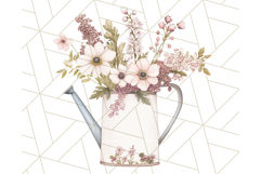 Watering Can Flowers PNG, Rustic Floral Watercolor Clipart Product Image 5