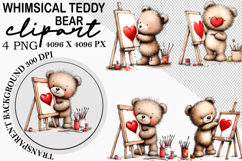Whimsical Teddy Bear Clipart Watercolor png Product Image 4
