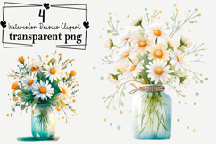 Watercolor Daisies Clipart Watercolor PNG Product Image 1