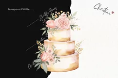Watercolor Wedding Cakes Clipart | Watercolor Wedding PNG Product Image 2