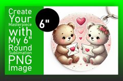 Charming Round Design Keychain PNG , Valentine Bear Product Image 1