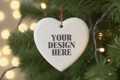 Christmas Love Heart Ornament Mockup | Holiday Hanging Product Image 2