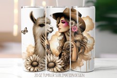 Girl and LlamaTumbler Sublimation Design | 20oz Tumbler Product Image 1