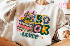 Boho Wildflower Book Lover Png, Reading Teacher Png Product Image 2