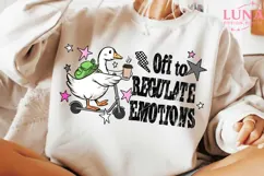 Off to Regulate Emotions PNG, Funny Goose Scooter Design Product Image 1