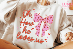 Oh How He Loved Us Png, Glitter Valentine Jesus Coquette png Product Image 3