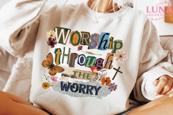 Worship Through The Worry Png, Jesus PNG, Bible Verse png Product Image 1