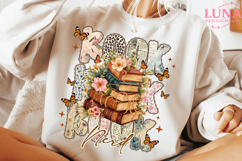 Colorful Boho Floral Bookworm Png, Bookish Png Product Image 3