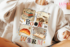 Boho Wildflower Bookworm Png, Bookish Png, Cottagecore Book Product Image 4