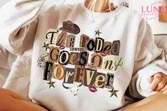 The Rodeo Goes on Forever PNG, Retro Western Checkered PNG Product Image 2
