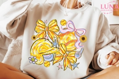 Softball Bow Png, Game Day Softball PNG, Floral Softball Bow Product Image 2