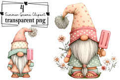 Whimsical Summer Gnome Clipart Watercolor PNG Product Image 1