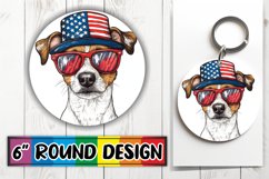 Dog with American Flag Hat Keychain - Round Sublimation Desi Product Image 1