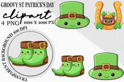 Whimsical Groovy St Patrick’s Day Clipart Watercolor png Product Image 1