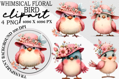 Whimsical Floral Bird Clipart Product Image 1