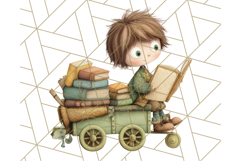 Whimsical Library Clipart with Cozy Readers and Books Product Image 4