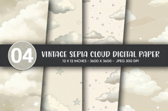 Vintage Sepia Cloud Digital Paper Product Image 1